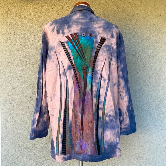 Vintage handmade oversized jacket bleach-dyed - Picture 2 of 7